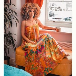 Anthropologie Anisa Bright Floral Cotton Maxi Dress Size XXS NWT